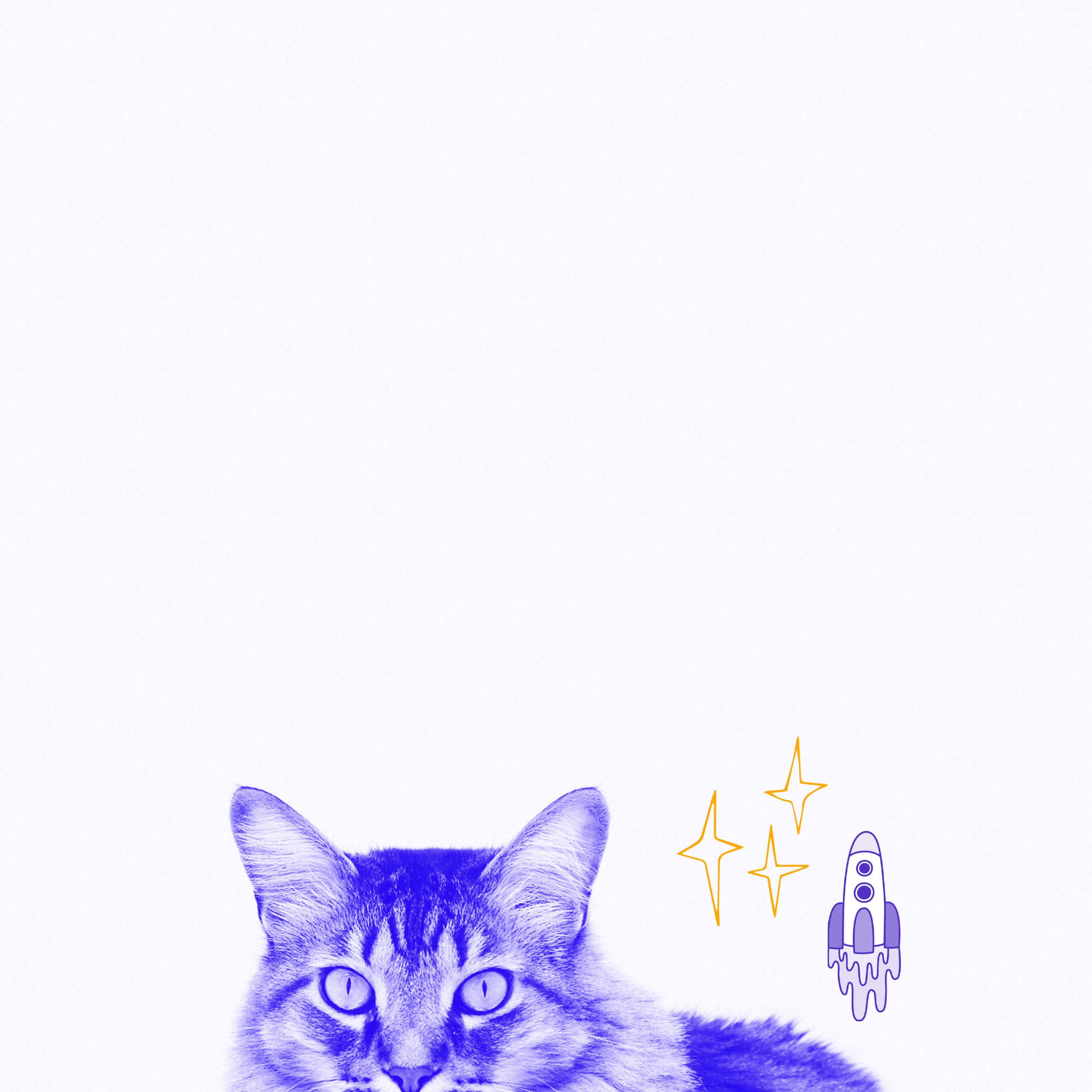 blue and gold design of cat in space