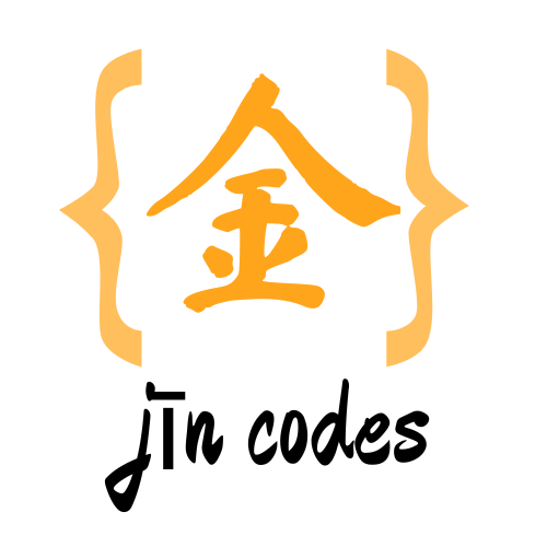 coding logo with bright yellow Chinese character for gold, pronounced Jin, and the words Jin Codes underneath